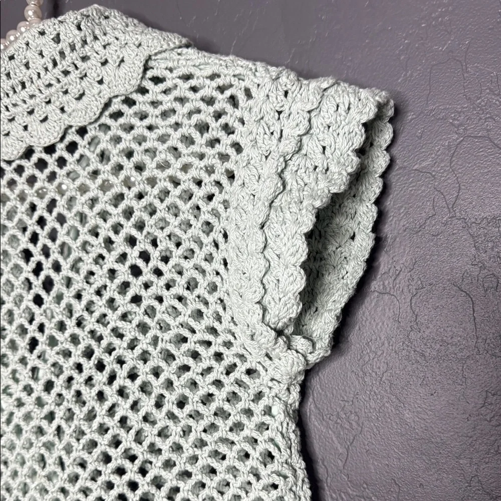 New Free People Lily Crochet Top in Green